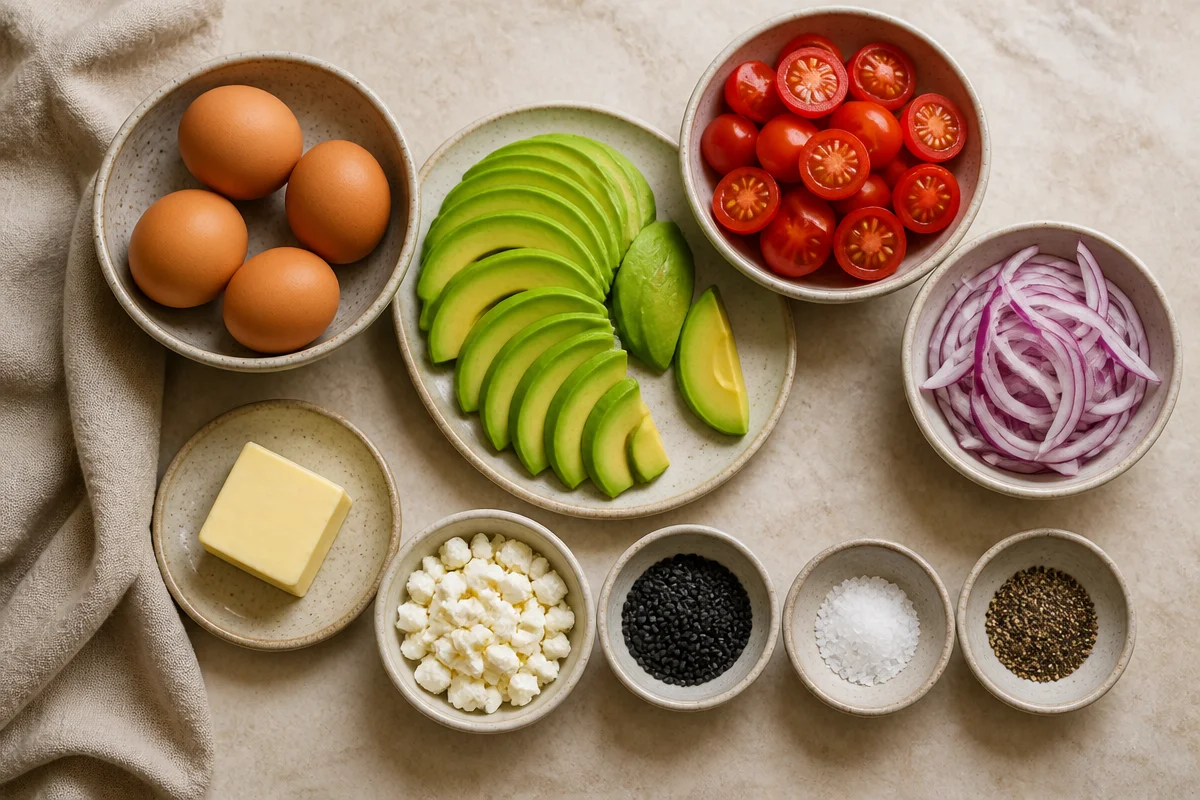 Creamy Avocado Scrambled Eggs Plate