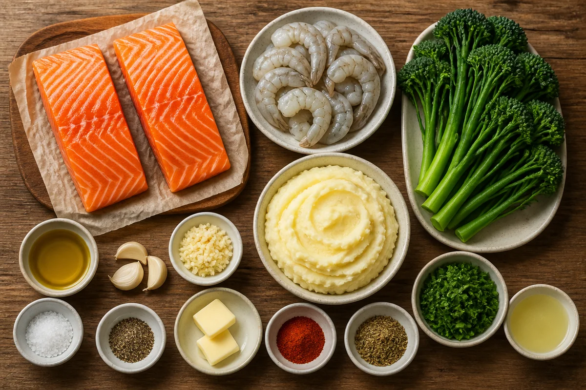 Zesty Garlic Shrimp and Salmon Plate