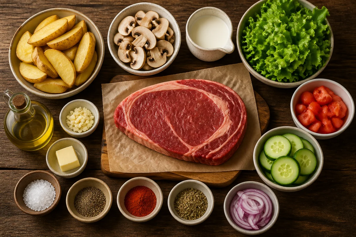 Creamy Mushroom Steak Plate