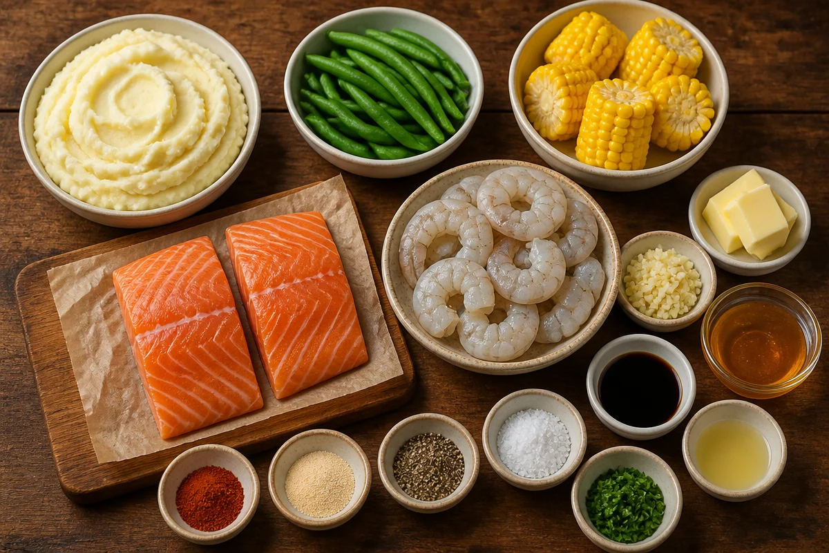 One-Pan Honey Garlic Salmon & Shrimp Plate
