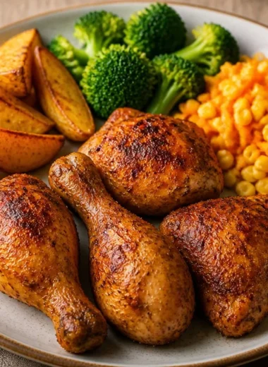 One-Pan Roast Chicken Power Plate with vegetables and herbs