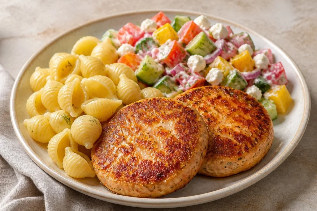 pasta and garden salad with crispy chicken patties 2026 05 13 121506 1024x683 1 Pasta and Garden Salad With Crispy Chicken Patties