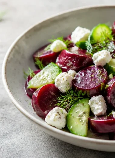 Ruby Beet Salad with fresh greens and vibrant colors for a spring dish