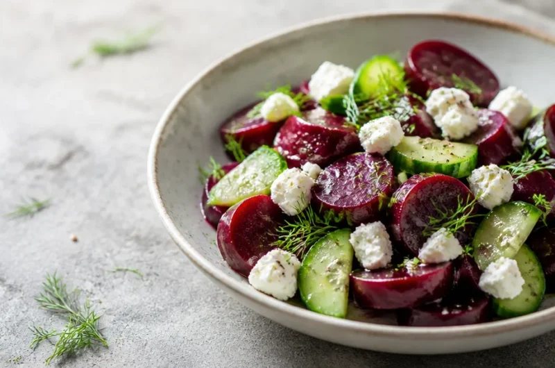 Ruby Beet Salad with fresh greens and vibrant colors for a spring dish