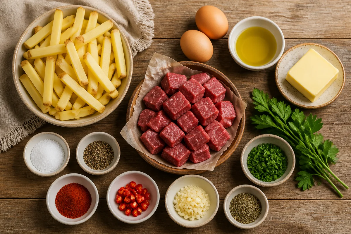 Steak and Eggs with Golden Fries