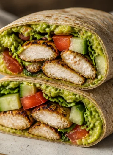 Creamy chicken avocado wraps filled with fresh ingredients for a healthy meal.