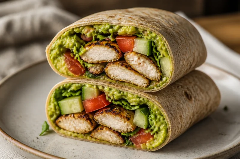 Creamy chicken avocado wraps filled with fresh ingredients for a healthy meal.