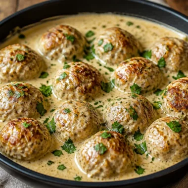 Creamy Chicken Meatballs 29 Delicious creamy chicken meatballs served in a rich sauce