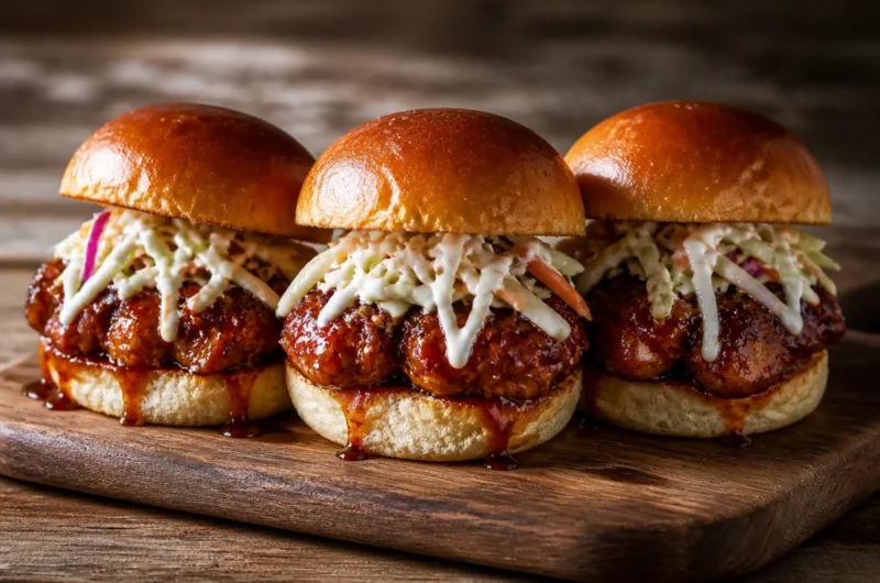 Crispy Honey Chipotle Garlic Chicken sliders served with dipping sauce