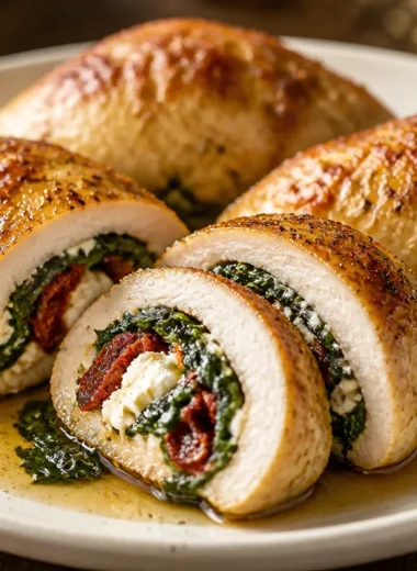 Rolled chicken with feta and spinach recipe for a delicious meal