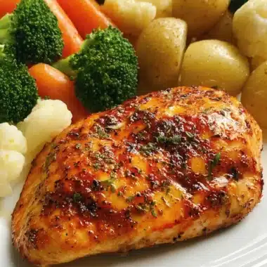 Garlic Herb Chicken Breast with Baby Potatoes & Steamed Vegetables 31 Garlic Herb Chicken Breast served with baby potatoes and steamed vegetables