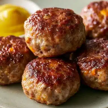 Plate of authentic German Frikadellen, also known as German hamburgers.