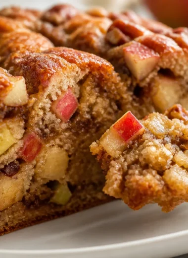 Freshly baked Cinnamon Apple Bread with cinnamon and apple slices