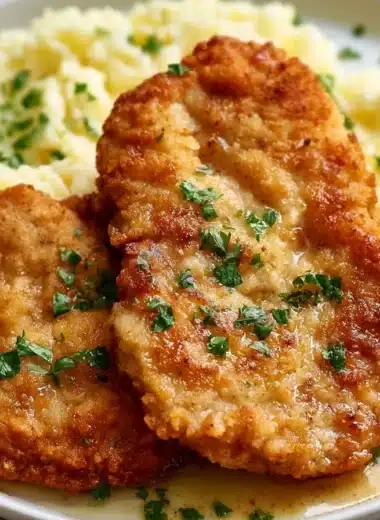Delicious Classic Wiener Schnitzel served with lemon and potatoes