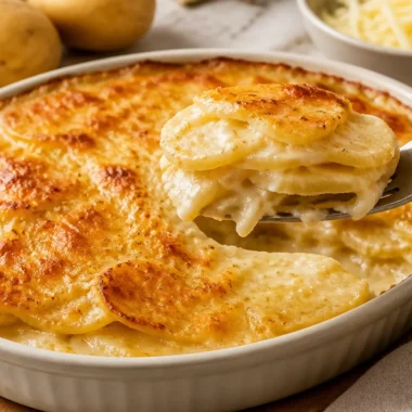 Delicious Gratin Dauphinois, a classic French potato gratin dish with creamy layers.