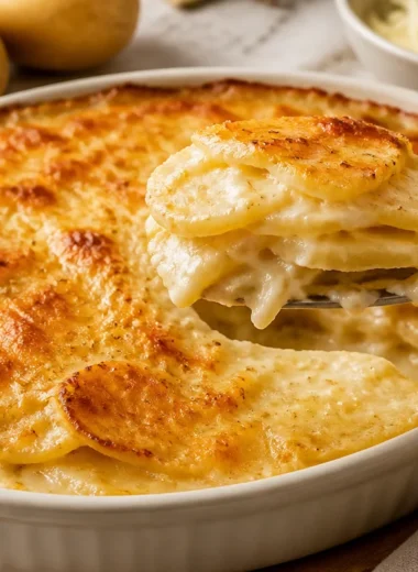 Delicious Gratin Dauphinois, a classic French potato gratin dish with creamy layers.