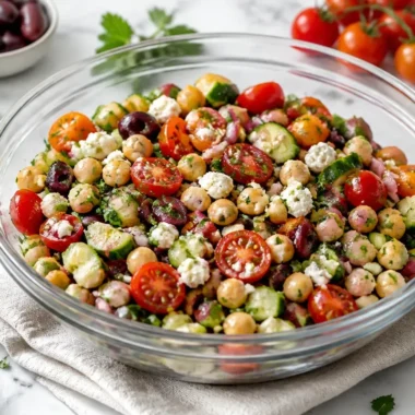 Greek Chickpea Salad 32 Delicious Greek Chickpea Salad with fresh vegetables and herbs