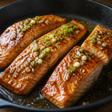 Honey Garlic Salmon 30 Delicious Honey Garlic Salmon served with vegetables and garnish
