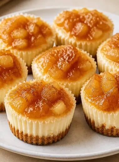 Mini pineapple upside down cheesecakes with caramelized pineapple topping