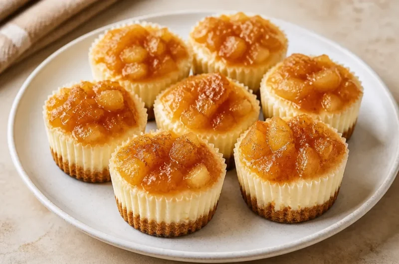 Mini pineapple upside down cheesecakes with caramelized pineapple topping
