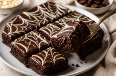 Delicious Spiderweb Brownies decorated for Halloween
