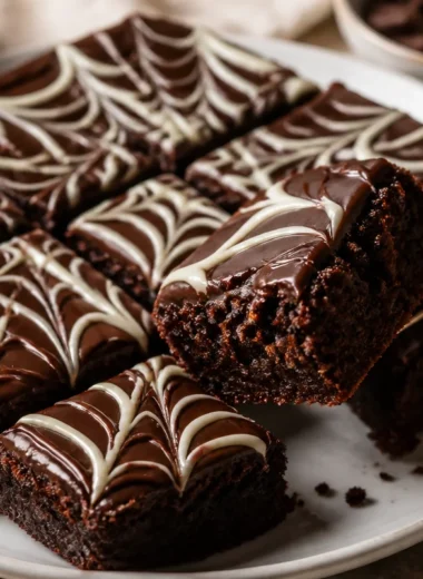 Delicious Spiderweb Brownies decorated for Halloween
