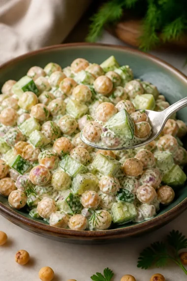 Cremiger Kichererbsensalat für ein schnelles und gesundes Mittagessen