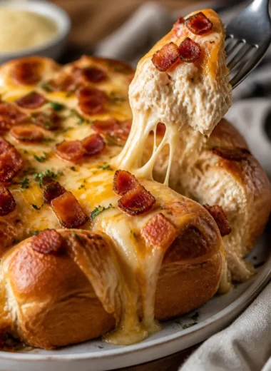 Hähnchen-Bacon-Ranch-Brot, gefüllt mit Hühnchen, Bacon und Ranch-Dressing