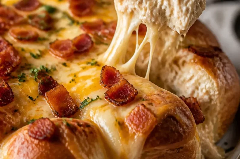 Hähnchen-Bacon-Ranch-Brot, gefüllt mit Hühnchen, Bacon und Ranch-Dressing