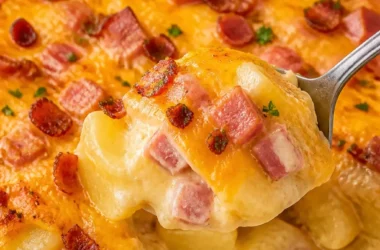 Ham and Bacon Cheesy Potatoes als perfekte käsehaltige Beilage