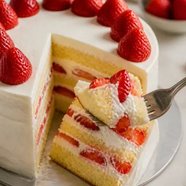 Japanische Erdbeersponge-Kuchen (Erdbeerkuchen) 37 Japanischer Erdbeersponge-Kuchen – leicht und fruchtig mit frischen Erdbeeren.