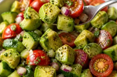 Erfrischender Avocado-Salat mit Gemüse und Zitronendressing