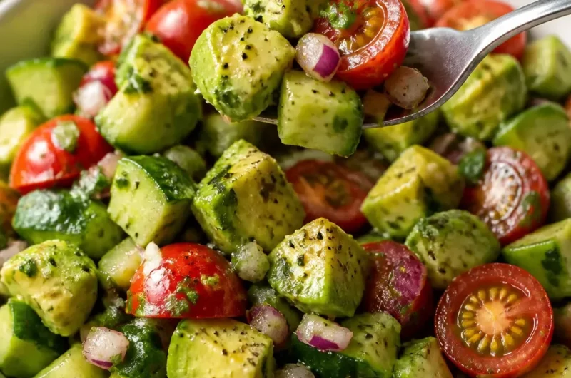 Erfrischender Avocado-Salat mit Gemüse und Zitronendressing