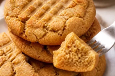 Leckere dicke und chewy Erdnussbutterkekse auf einem Teller