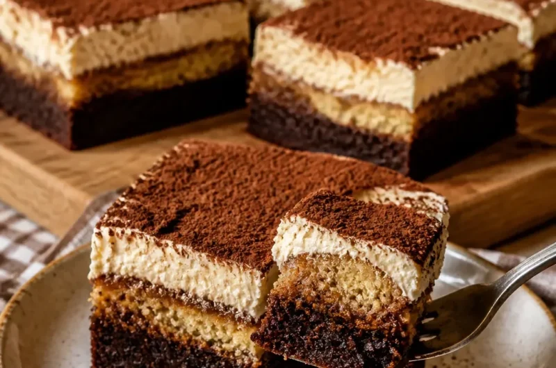Schokoladige Tiramisu Brownies mit Kaffeearoma und Mascarponecreme