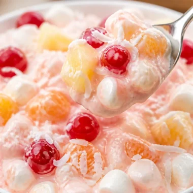 Schüssel mit Better Than Sex Obstsalat, frisch und bunt geschichtet