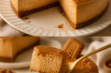 Leckeres Biscoff Cheesecake mit Keksstückchen und Topping