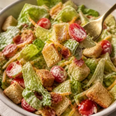 Frischer BLT-Salat mit Bacon, Salat und Tomaten auf einem Teller