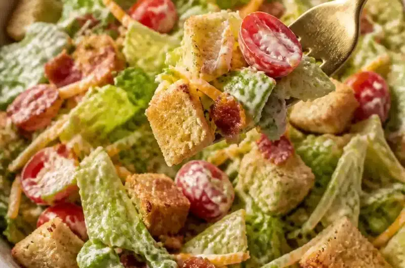 Frischer BLT-Salat mit Bacon, Salat und Tomaten auf einem Teller
