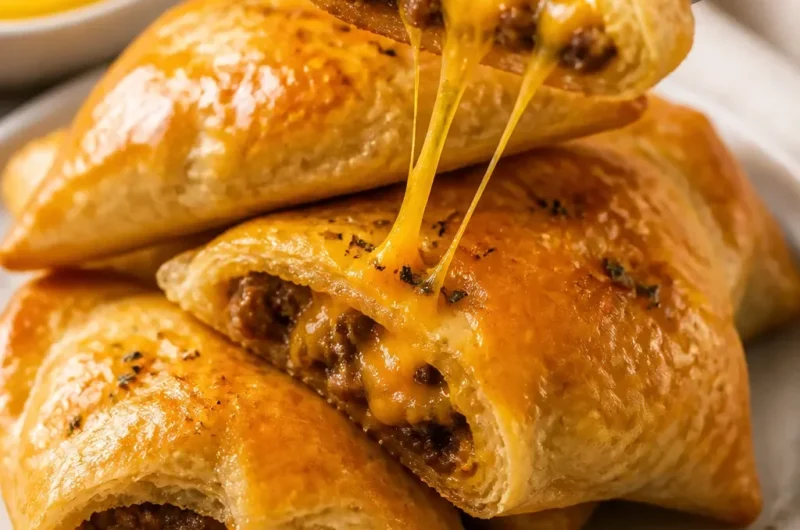 Leckere Cheeseburger Pockets frisch aus dem Ofen