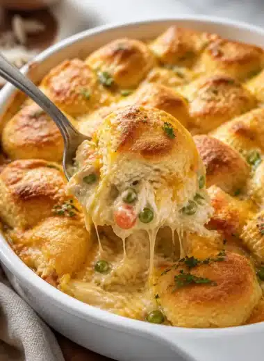 Chicken Bubble Biscuit Bake Casserole, ein herzhaftes Hühnchengericht