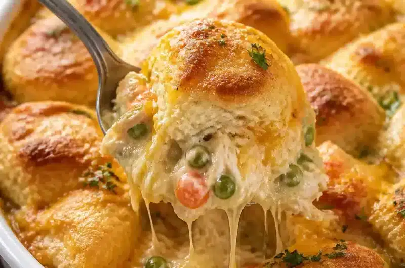 Chicken Bubble Biscuit Bake Casserole, ein herzhaftes Hühnchengericht