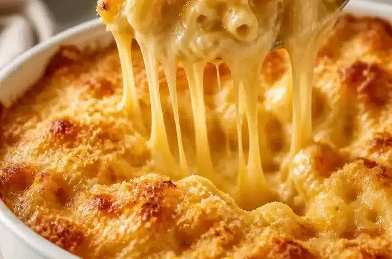 Cremige gebackene Macaroni and Cheese mit goldener Käsekruste