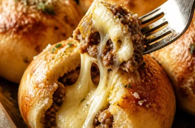 Garlic Parmesan Cheeseburger Bombs mit geschmolzenem Käse und knusprigem Teig
