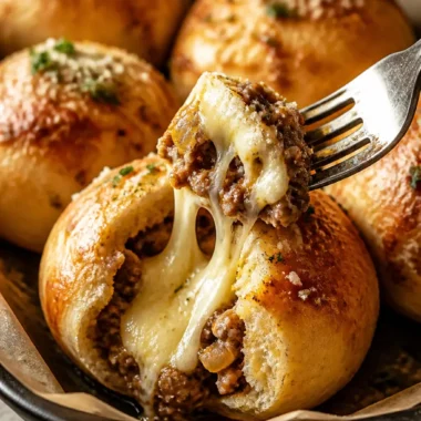 Garlic Parmesan Cheeseburger Bombs mit geschmolzenem Käse und knusprigem Teig