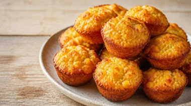 Crispy Southern-style honey butter cornbread poppers on a plate.