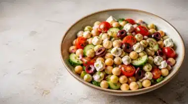 Refreshing Mediterranean Chickpea Salad with vegetables and herbs