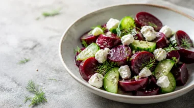 Ruby Beet Salad with fresh greens and vibrant colors for a spring dish