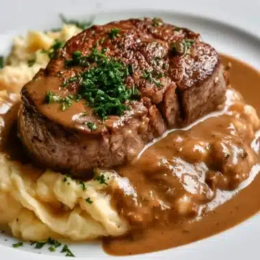 Delicious traditional Rahmschnitzel served with creamy sauce and garnish