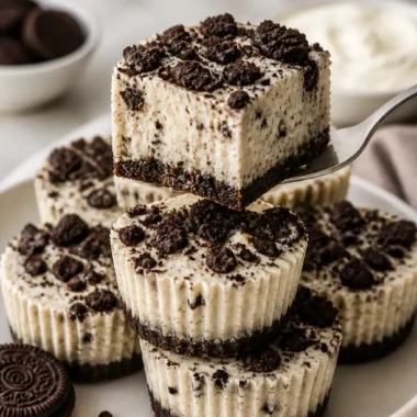 No-Bake Oreo Cheesecake Bites auf einem Teller dekoriert